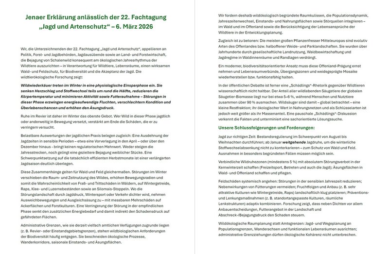 Die Jenaer Erklärung vom 07.03.2026 ist Grundlage der eingereichten Petition. 